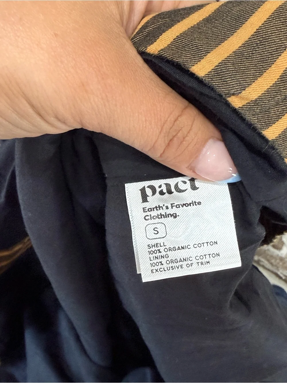 Pact Organic Cotton Striped Button Front Midi Skirt | Size Small